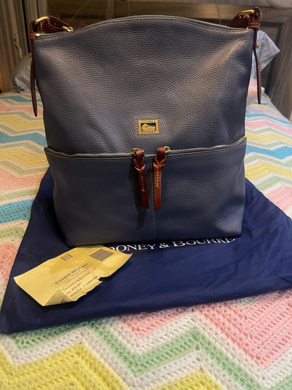 Dooney & Bourke Dillen Medium Pocket Sac in Dusty Blue